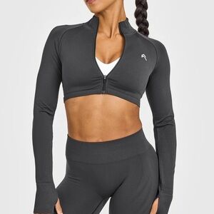 Oner Active Zip-Front Crop Jacket - Charcoal